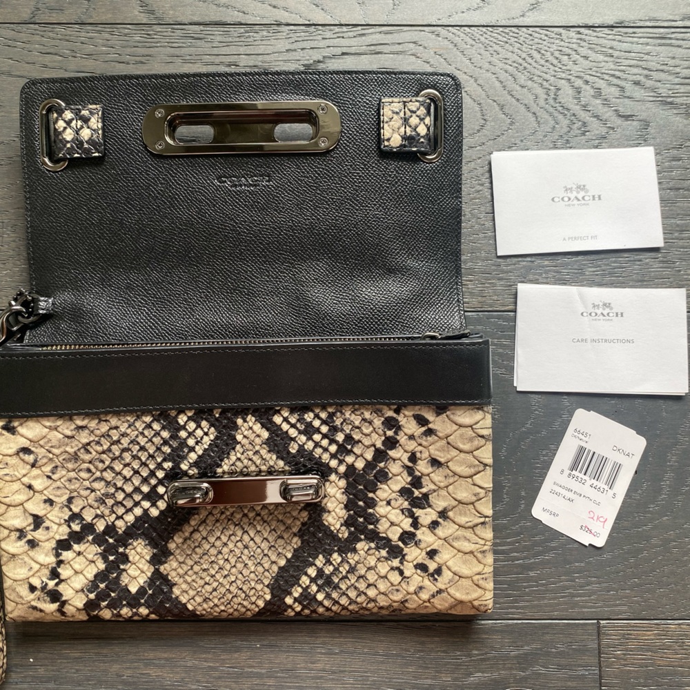 Coach Swagger Embossed Python Clutch - Picture 3 of 4